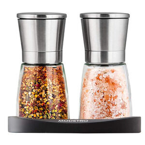 Salt & Pepper Mills With Adjustable Grinds ( Glass & Stainless Steel )